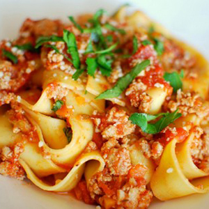 Housemade pasta with turkey bolognese