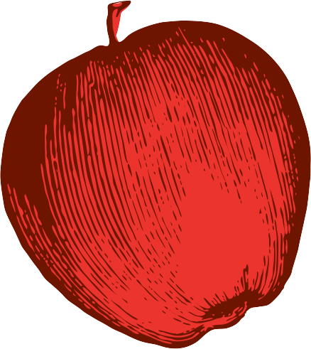 Silhouette of a red apple
